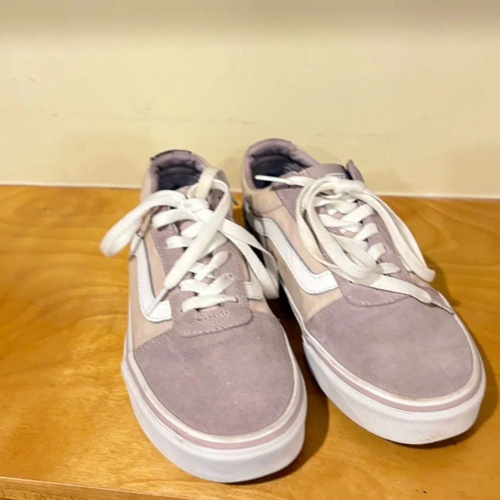 Vans Light Pink and White Sneakers Suede Canvas Low-Top